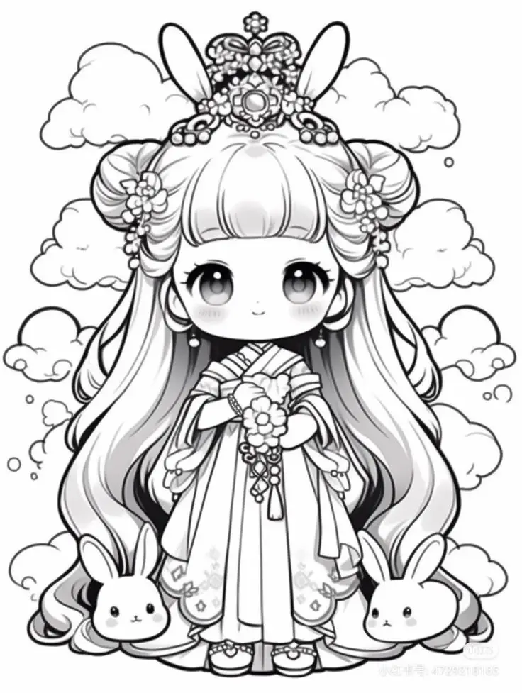 Tranh tô màu anime chibi cute dành cho trẻ em 34