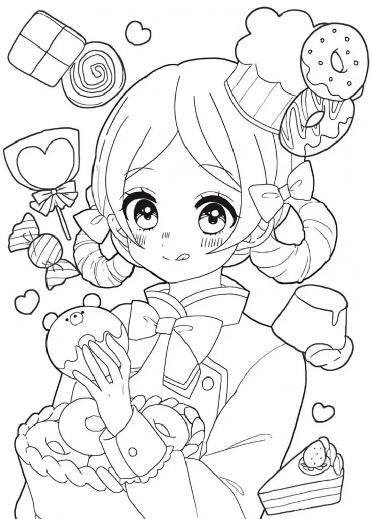 Tranh tô màu anime chibi cute dành cho trẻ em 35
