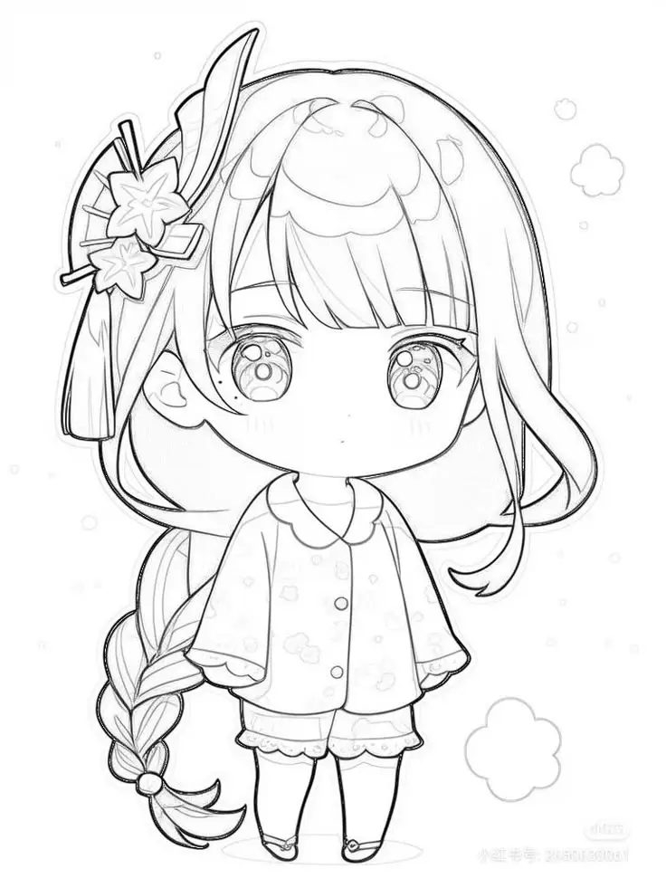 Tranh tô màu anime chibi cute dành cho trẻ em 40