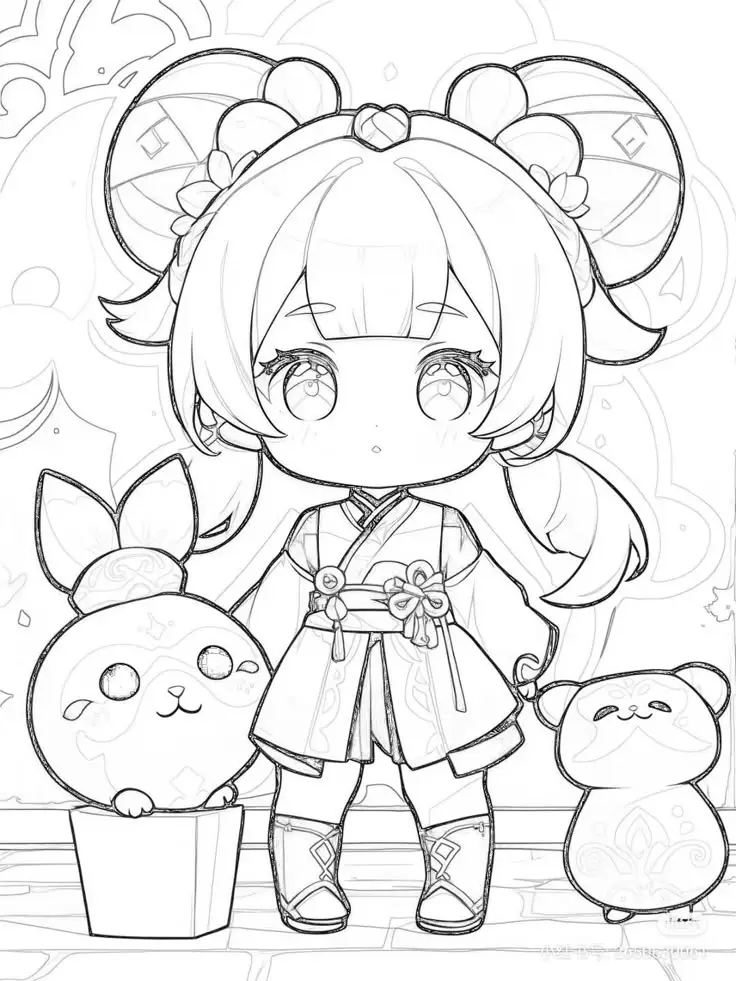 Tranh tô màu anime chibi cute dành cho trẻ em 41