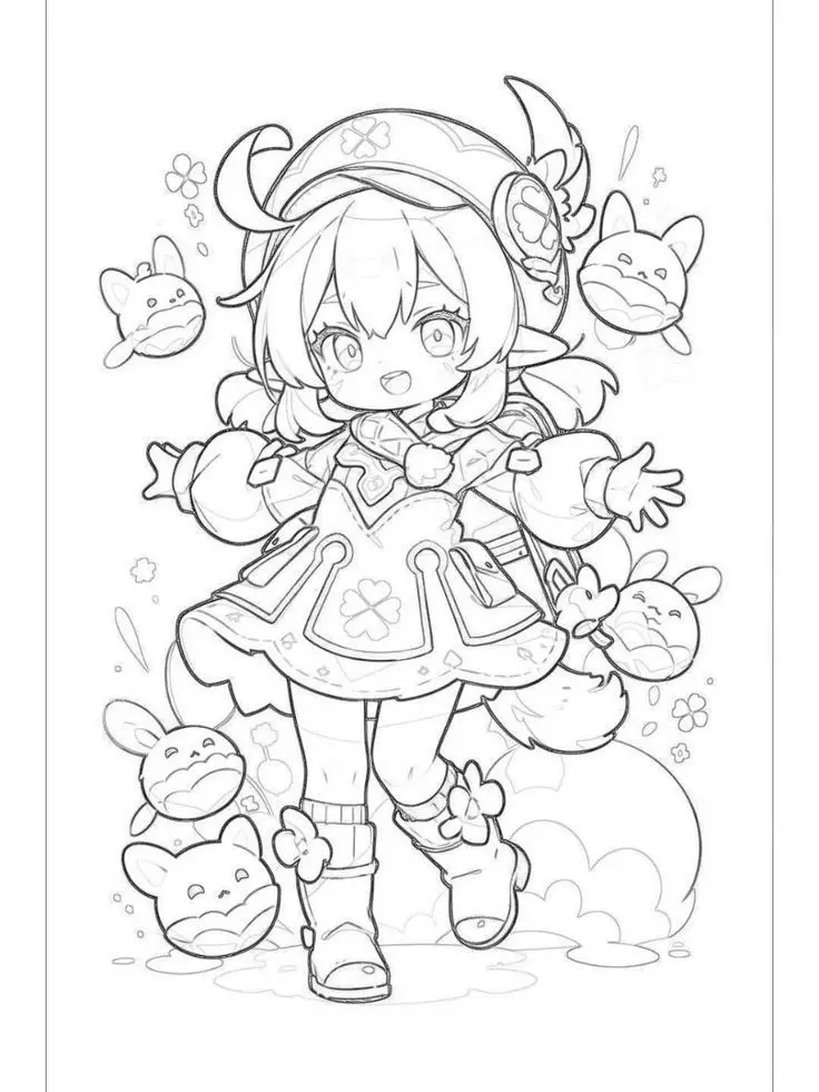 Tranh tô màu anime chibi cute dành cho trẻ em 45
