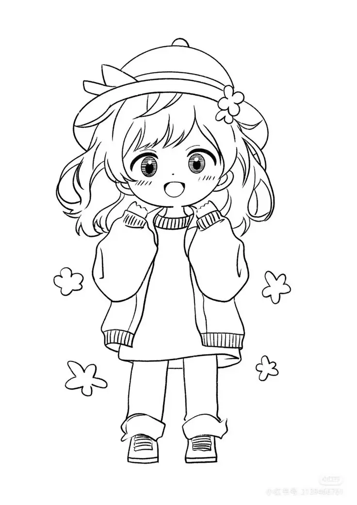 Tranh tô màu anime chibi cute dành cho trẻ em 51