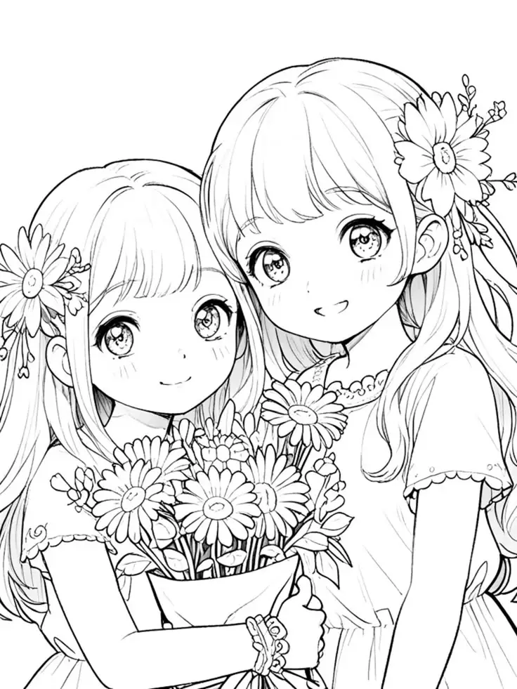 Tranh tô màu anime chibi cute dành cho trẻ em 54