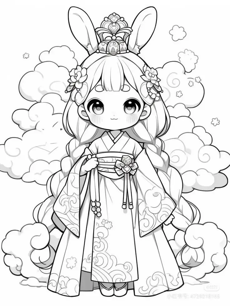 Tranh tô màu anime chibi cute dành cho trẻ em 56