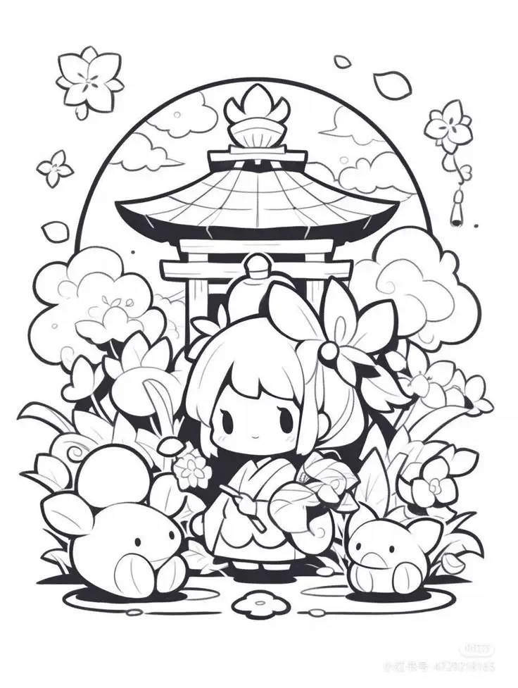 Tranh tô màu anime chibi cute dành cho trẻ em 64