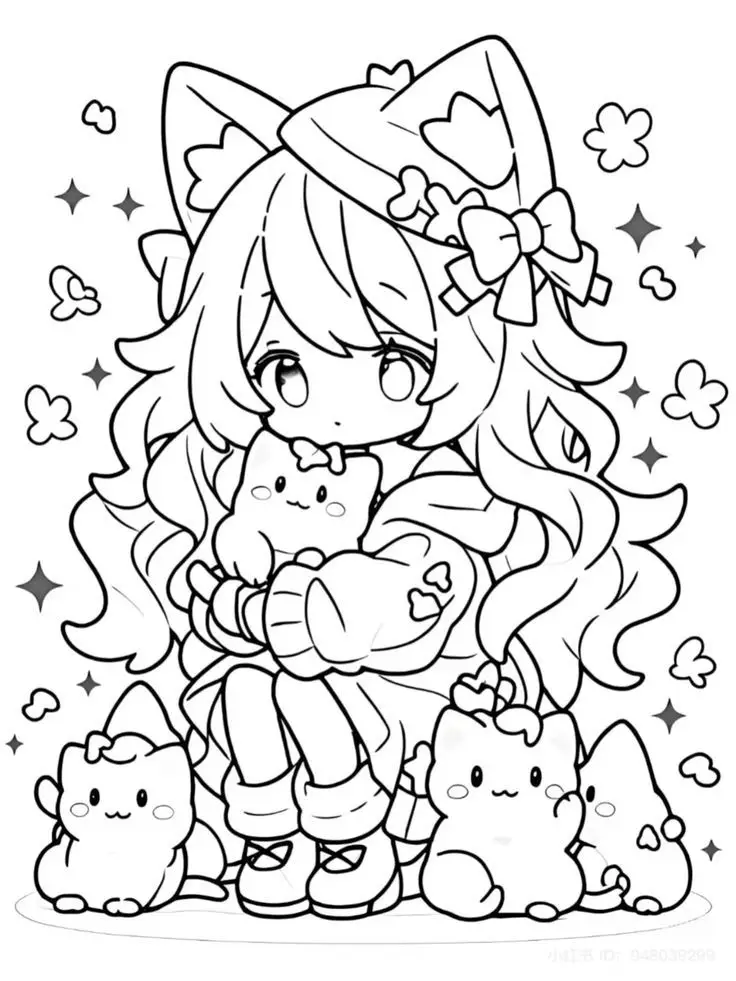 Tranh tô màu anime chibi cute dành cho trẻ em 67