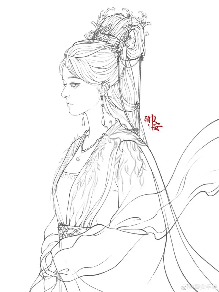 Tô màu anime cổ trang nữ – Khám phá vẻ đẹp văn hóa qua từng nét cọ 38