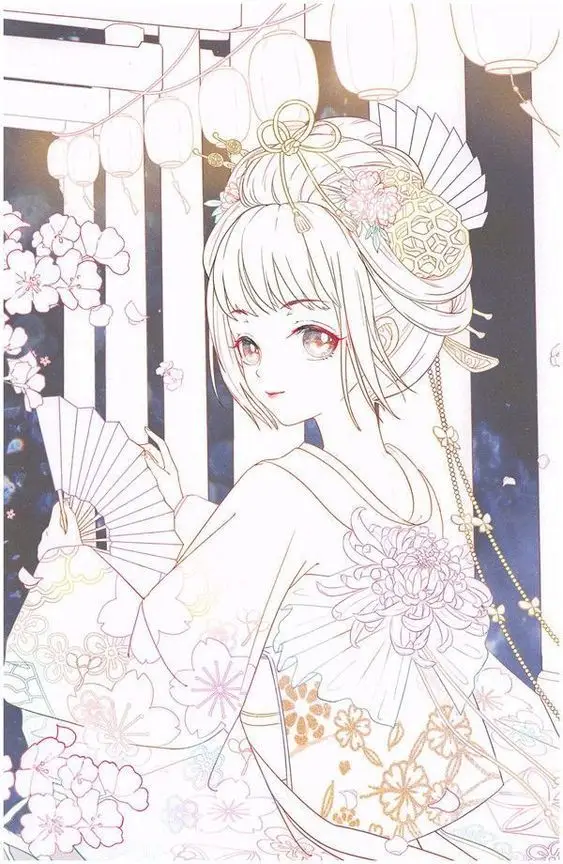 Tô màu anime cổ trang nữ – Khám phá vẻ đẹp văn hóa qua từng nét cọ 47