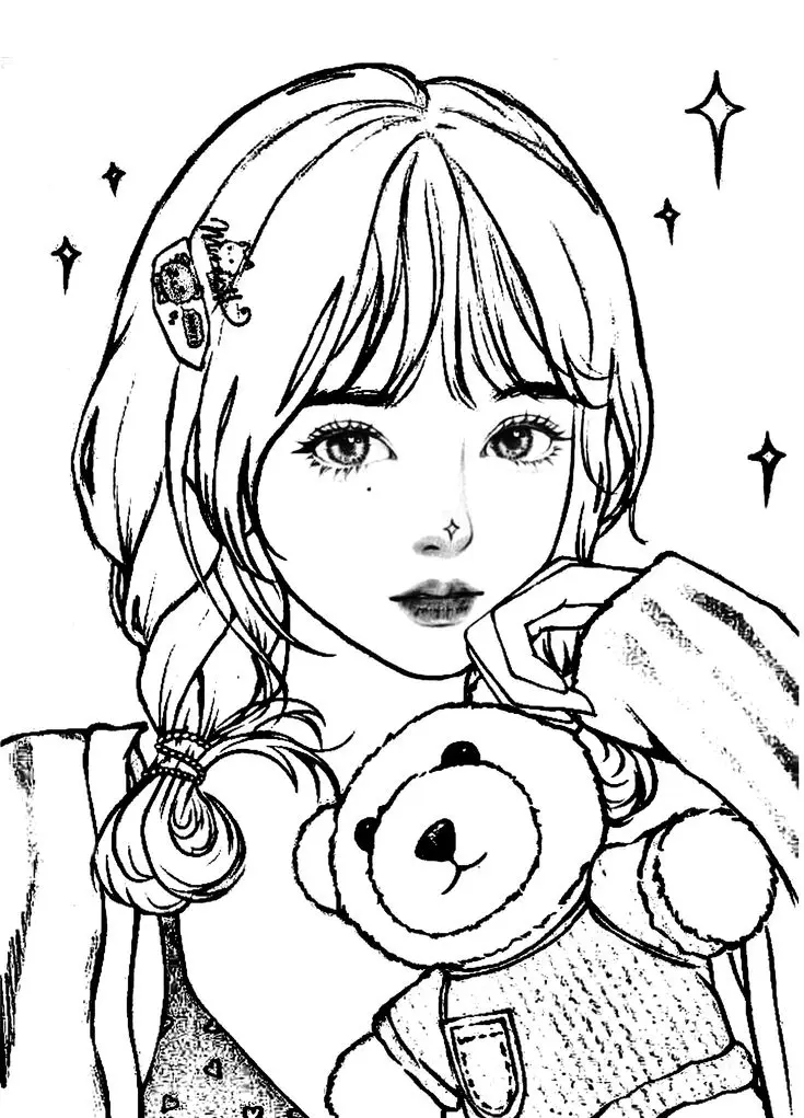 Tranh Tô Màu Anime Cute Đơn Giản Cho Các Bạn Trẻ 9