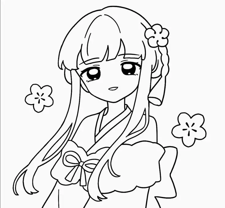 Tranh Tô Màu Anime Cute Đơn Giản Cho Các Bạn Trẻ 34