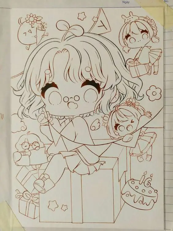 Tranh Tô Màu Anime Cute Đơn Giản Cho Các Bạn Trẻ 50