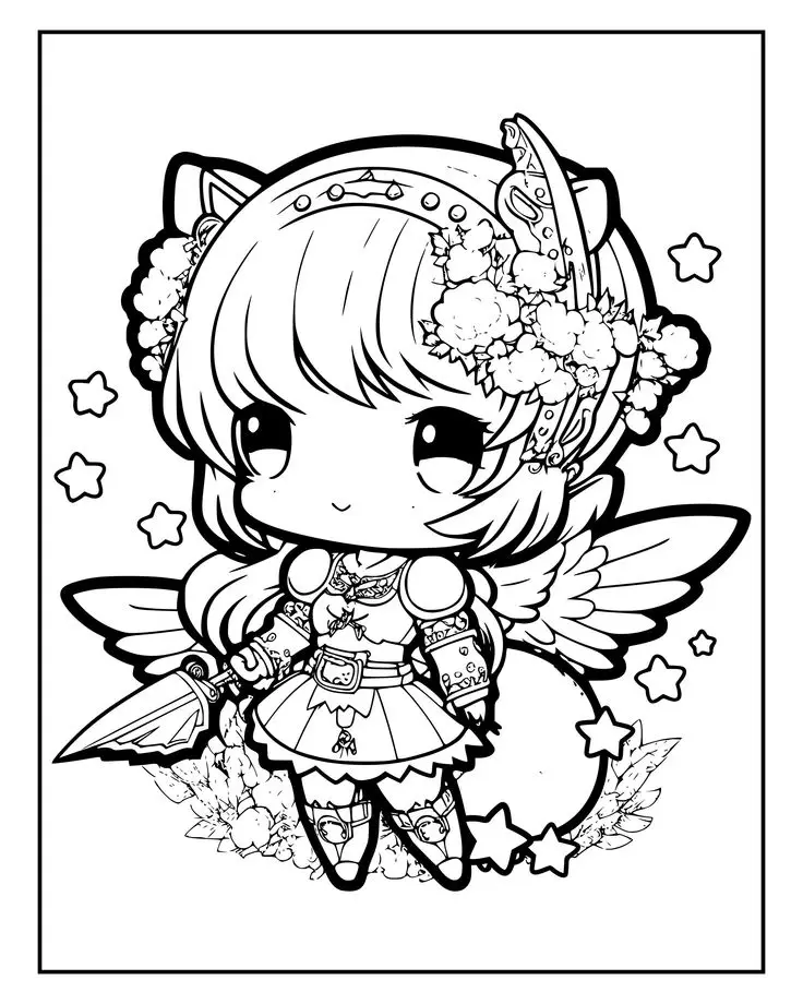 Tranh Tô Màu Anime Cute Đơn Giản Cho Các Bạn Trẻ 51