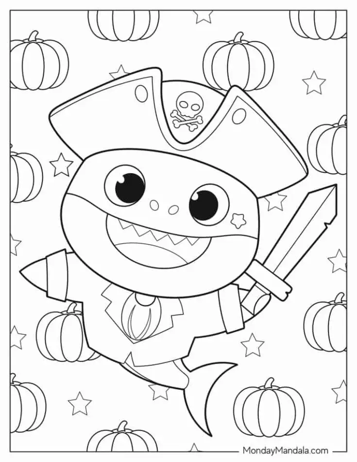 Tranh tô màu Baby Shark – Hình ảnh vui tươi cho bé yêu 6