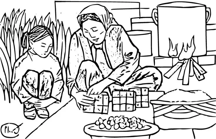 Tranh tô màu bánh chưng - Hướng dẫn tô màu truyền thống Tết 10