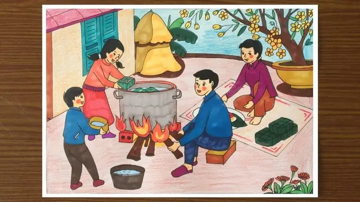 Tranh tô màu bánh chưng - Hướng dẫn tô màu truyền thống Tết 31
