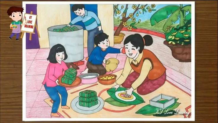 Tranh tô màu bánh chưng - Hướng dẫn tô màu truyền thống Tết 37