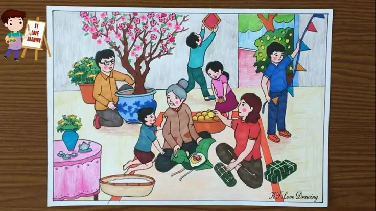 Tranh tô màu bánh chưng - Hướng dẫn tô màu truyền thống Tết 41