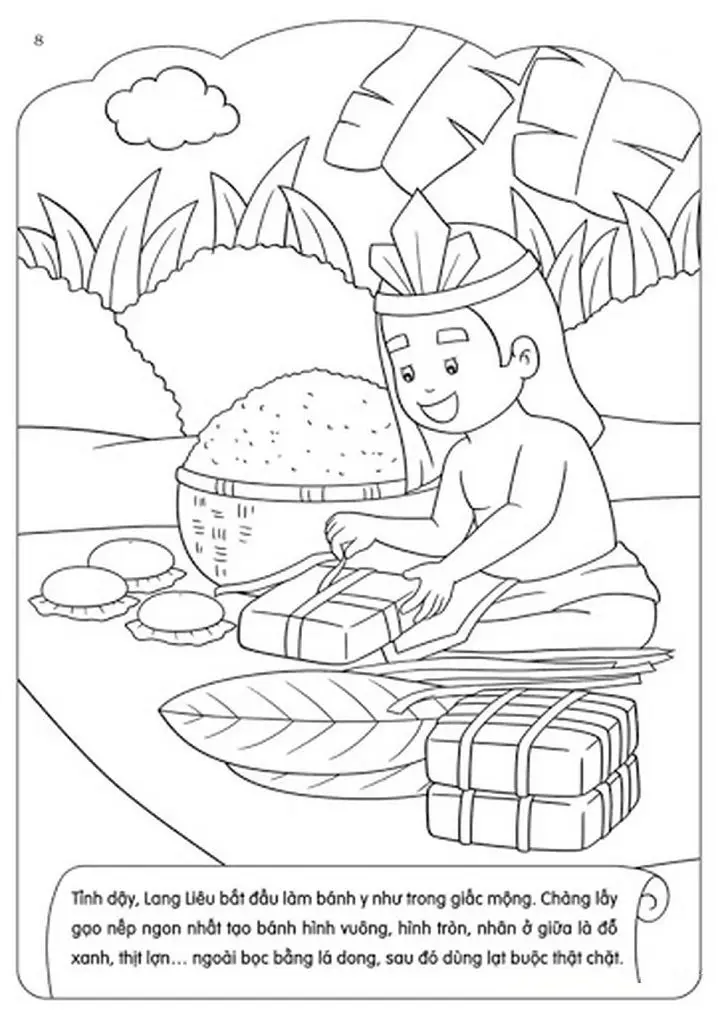 Tranh tô màu bánh chưng - Hướng dẫn tô màu truyền thống Tết 55