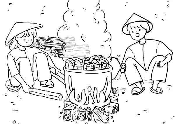 Tranh tô màu bánh chưng - Hướng dẫn tô màu truyền thống Tết 68