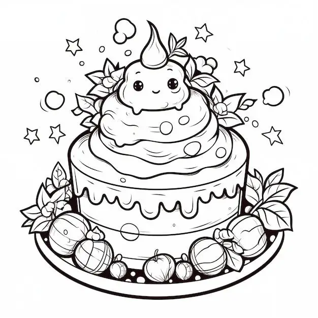 Tranh tô màu bánh kem: Hình ảnh ngọt ngào cho các bé 12