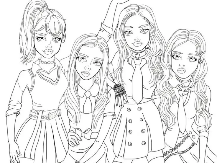Tranh tô màu blackpink chibi cute cho fan hâm mộ 23