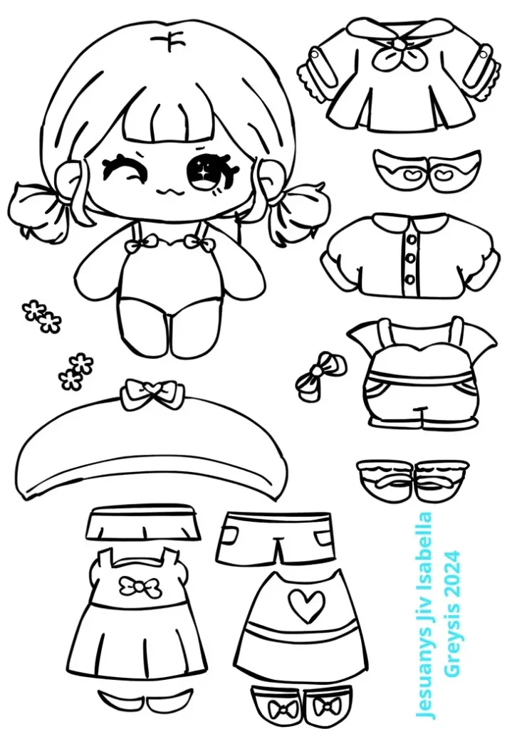 Tranh tô màu búp bê giấy cắt và lắp ghép độc đáo 33