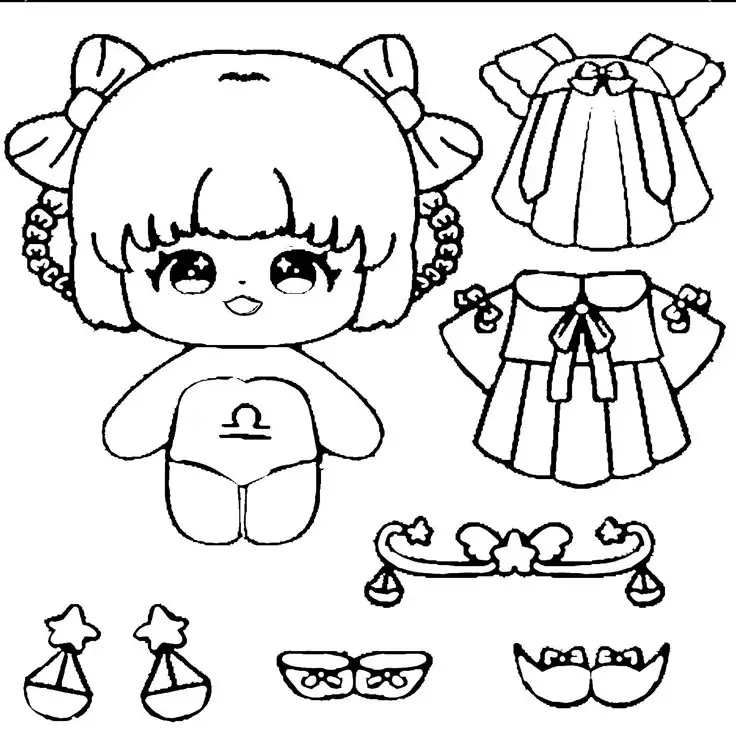 Tranh Tô Màu Búp Bê Giấy Chibi - Khám Phá Thế Giới Màu Sắc 11