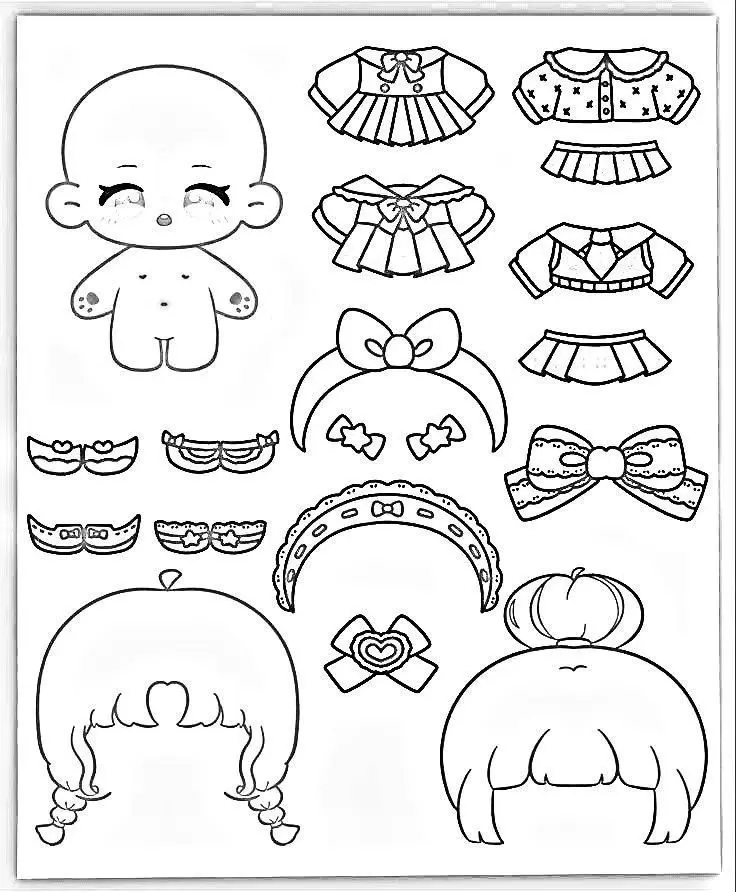 Tranh Tô Màu Búp Bê Giấy Chibi - Khám Phá Thế Giới Màu Sắc 45