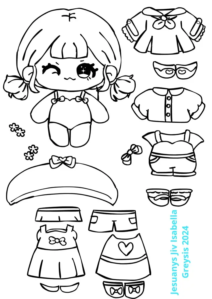 Tranh Tô Màu Búp Bê Giấy Chibi - Khám Phá Thế Giới Màu Sắc 48