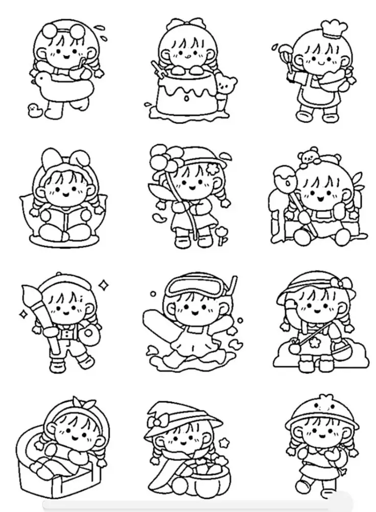 Tranh Tô Màu Búp Bê Giấy Chibi - Khám Phá Thế Giới Màu Sắc 74