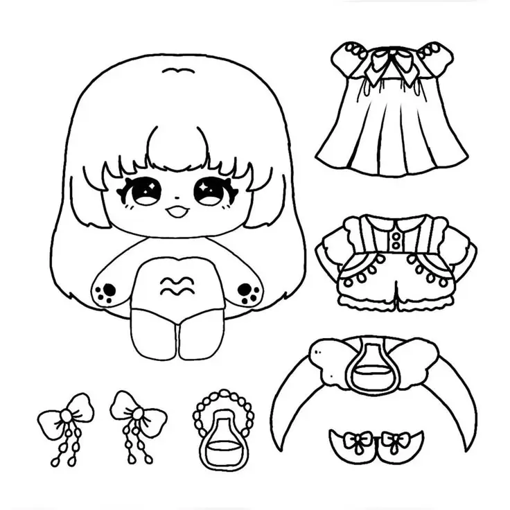 Tranh Tô Màu Búp Bê Giấy Chibi - Khám Phá Thế Giới Màu Sắc 75