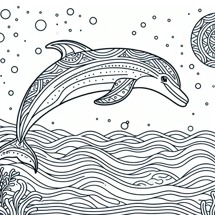 Tranh tô màu cá heo - Khám phá đại dương với sắc màu phong phú 12