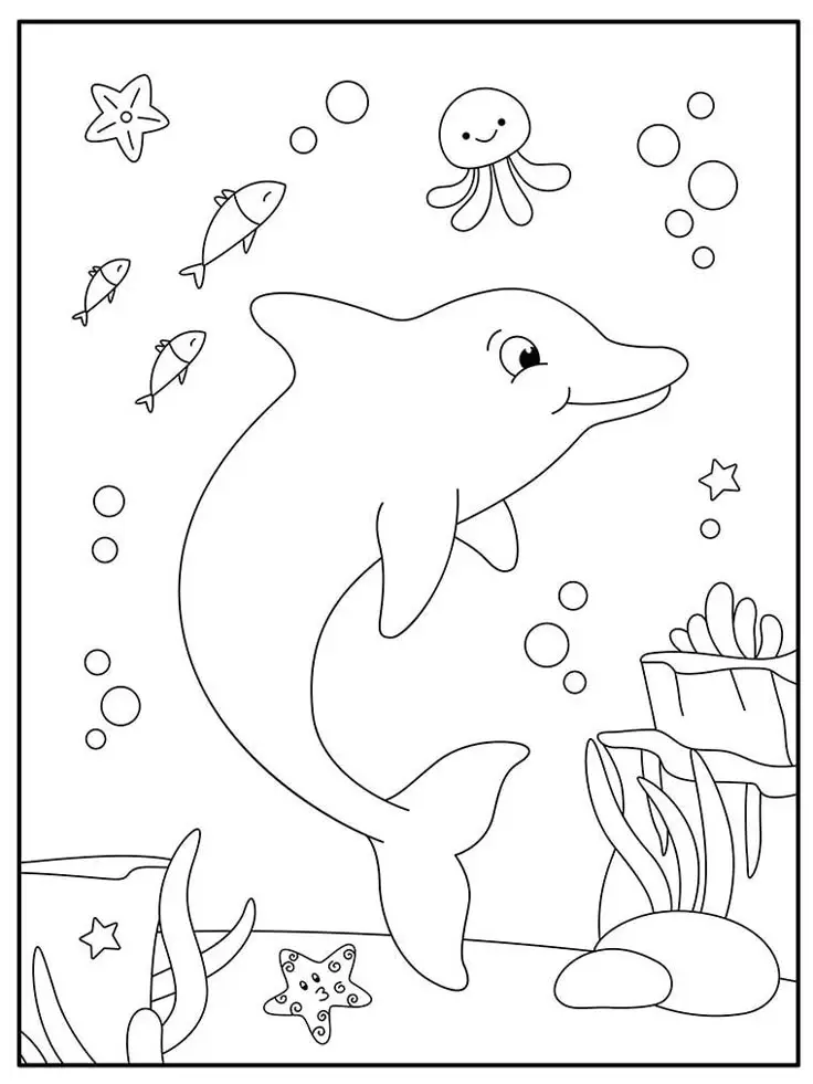 Tranh tô màu cá heo - Khám phá đại dương với sắc màu phong phú 21