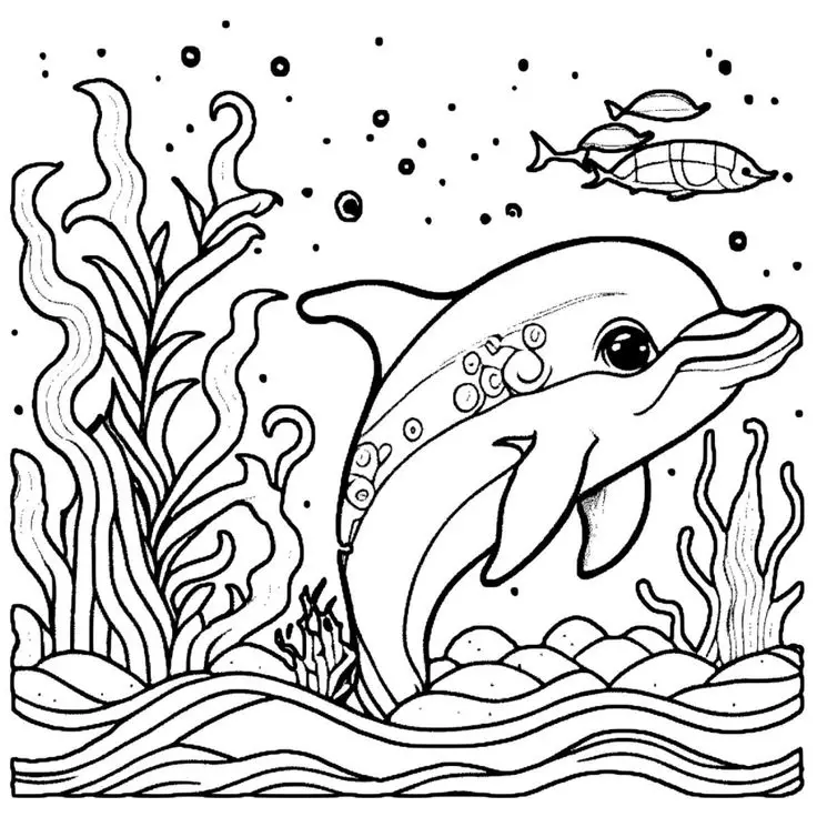 Tranh tô màu cá heo - Khám phá đại dương với sắc màu phong phú 23