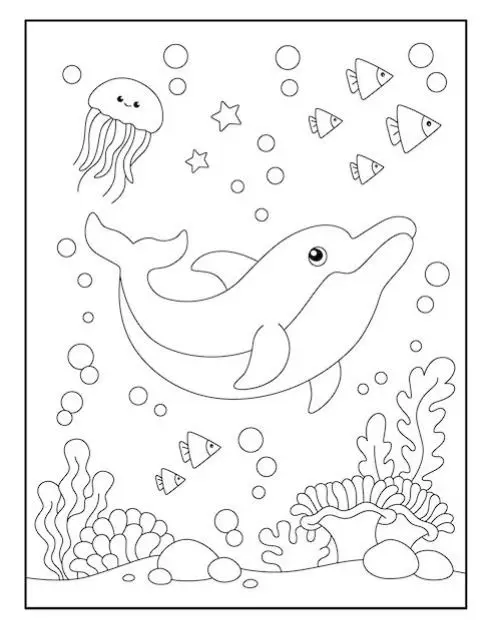 Tranh tô màu cá heo - Khám phá đại dương với sắc màu phong phú 58