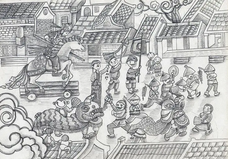 Tranh tô màu cành hoa mai - Tô màu đón Tết Nguyên Đán 56