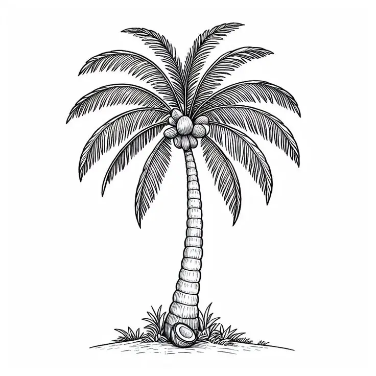 Tranh Tô Màu Cây Dừa Dễ Thương Cho Trẻ Em 7