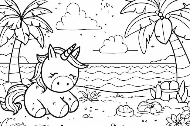 Tranh Tô Màu Cây Dừa Dễ Thương Cho Trẻ Em 57