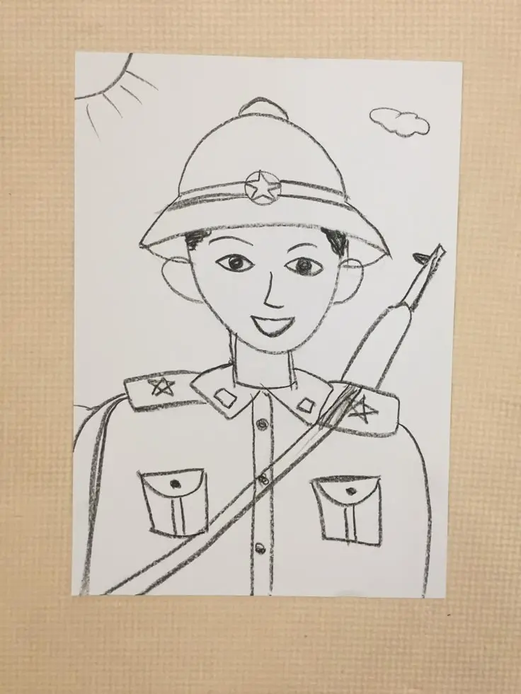 Tranh tô màu chú bộ đội cho trẻ em phát triển sáng tạo 11