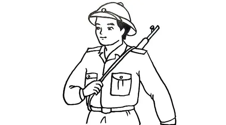 Tranh tô màu chú bộ đội cho trẻ em phát triển sáng tạo 34