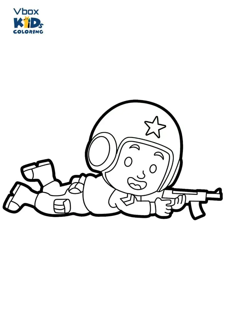 Tranh tô màu chú bộ đội cho trẻ em phát triển sáng tạo 74