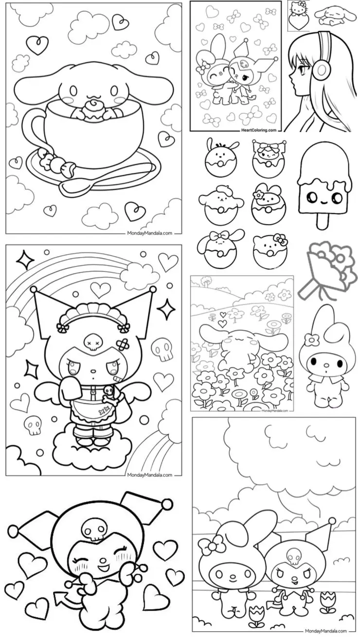 Tranh tô màu Cinnamoroll cute cho fan anime 11