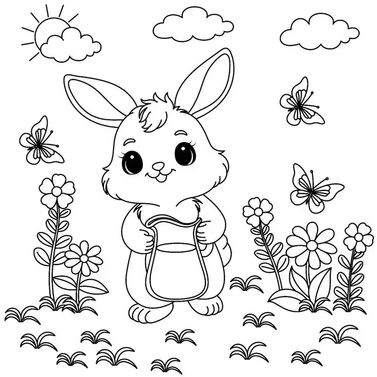 Tranh tô màu con thỏ đáng yêu cho bé 20