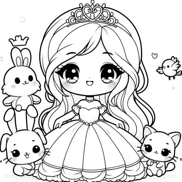 Tranh Tô Màu Công Chúa Anime Cute - Yêu Thích Của Các Bạn Nhỏ 15