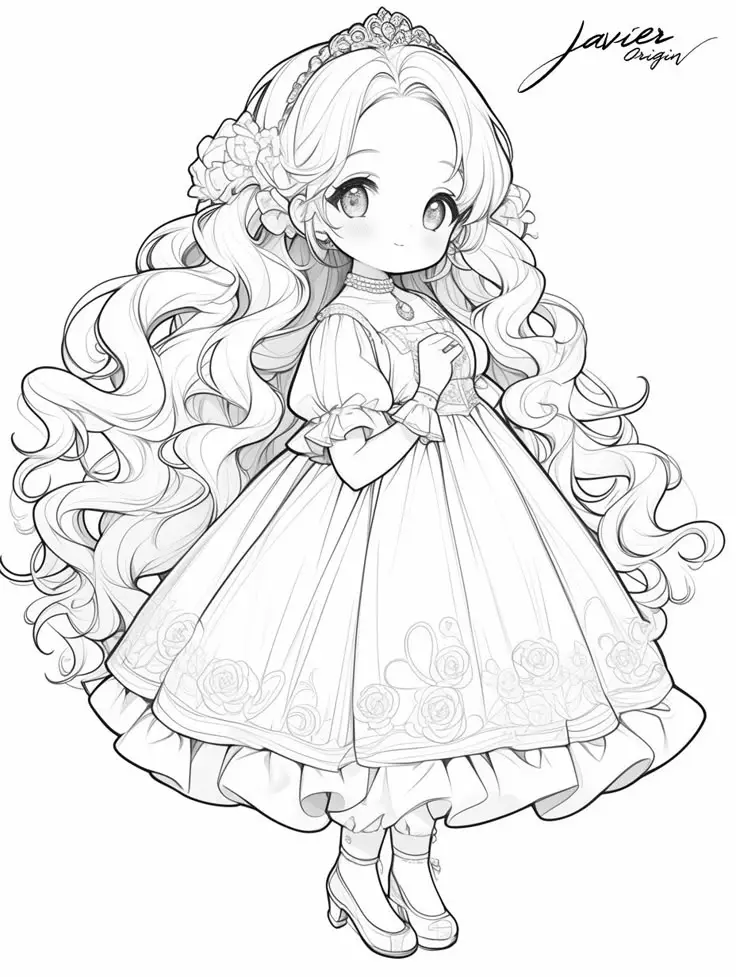 Tranh Tô Màu Công Chúa Anime Cute - Yêu Thích Của Các Bạn Nhỏ 16