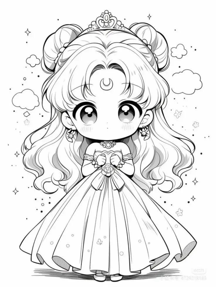 Tranh Tô Màu Công Chúa Anime Cute - Yêu Thích Của Các Bạn Nhỏ 28