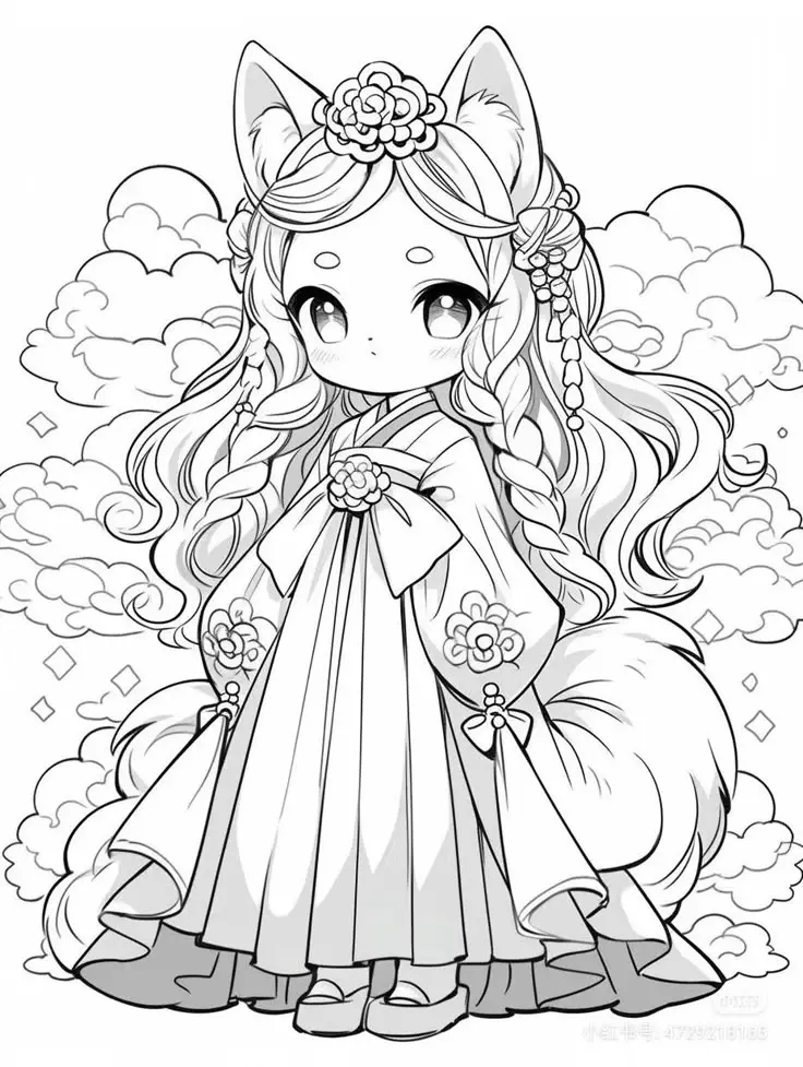 Tranh Tô Màu Công Chúa Anime Cute - Yêu Thích Của Các Bạn Nhỏ 33