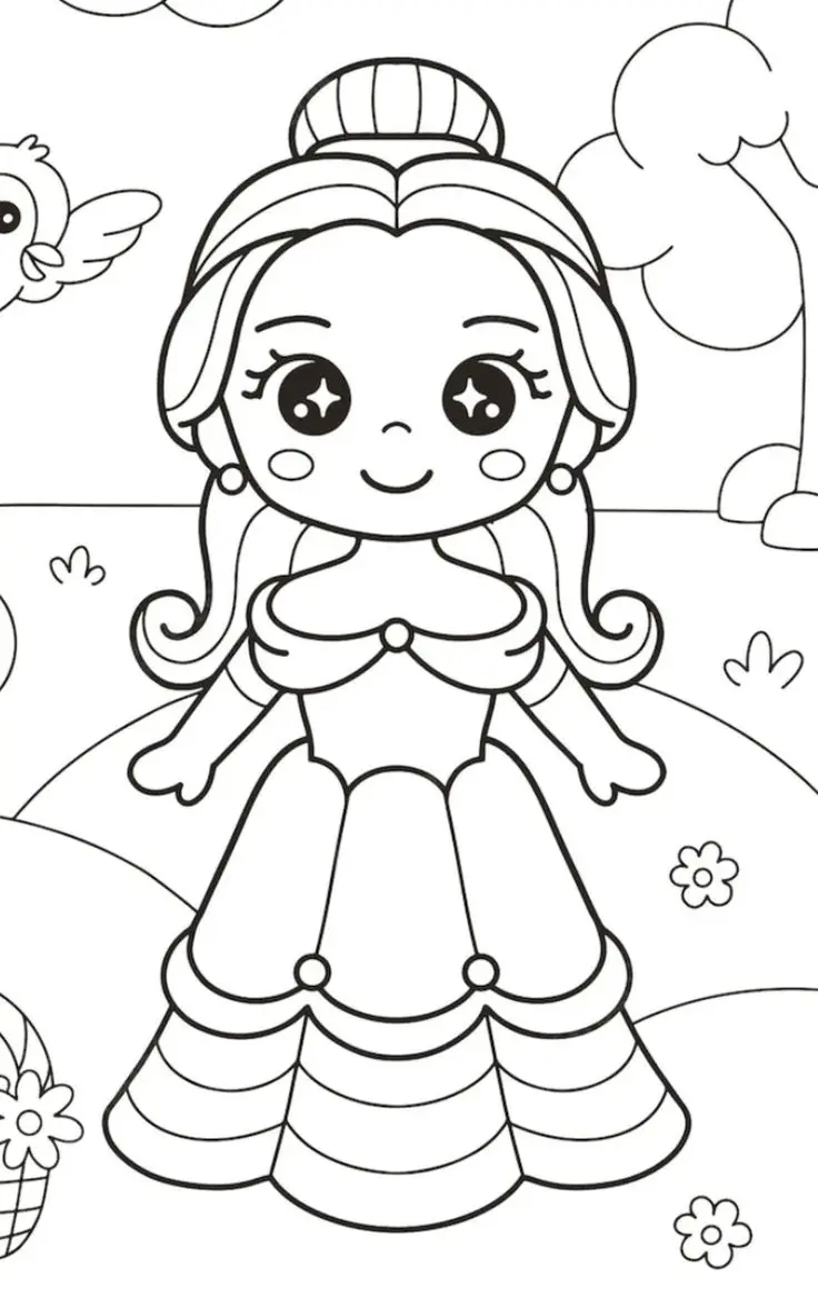 Tranh Tô Màu Công Chúa Anime Cute - Yêu Thích Của Các Bạn Nhỏ 35