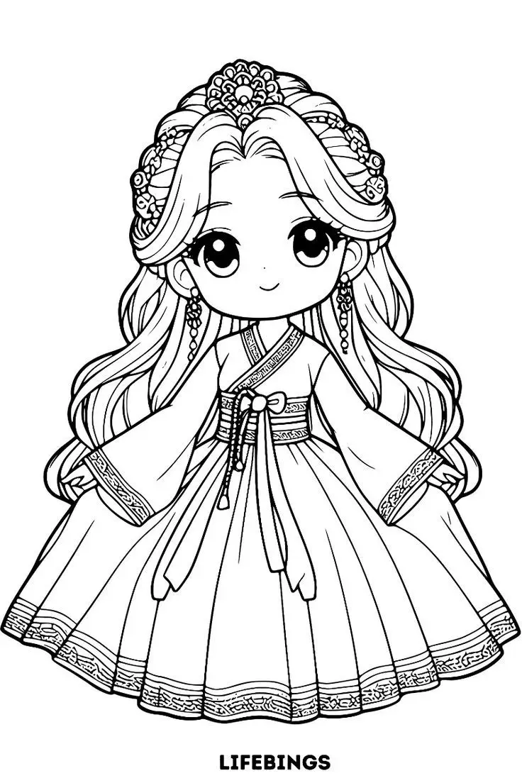 Tranh Tô Màu Công Chúa Anime Cute - Yêu Thích Của Các Bạn Nhỏ 62