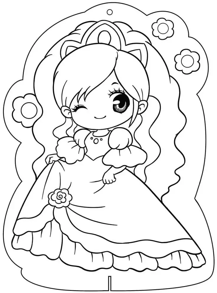 Tranh Tô Màu Công Chúa Chibi: 100 Hình Ảnh Đáng Yêu Để Bé Tô Màu 12
